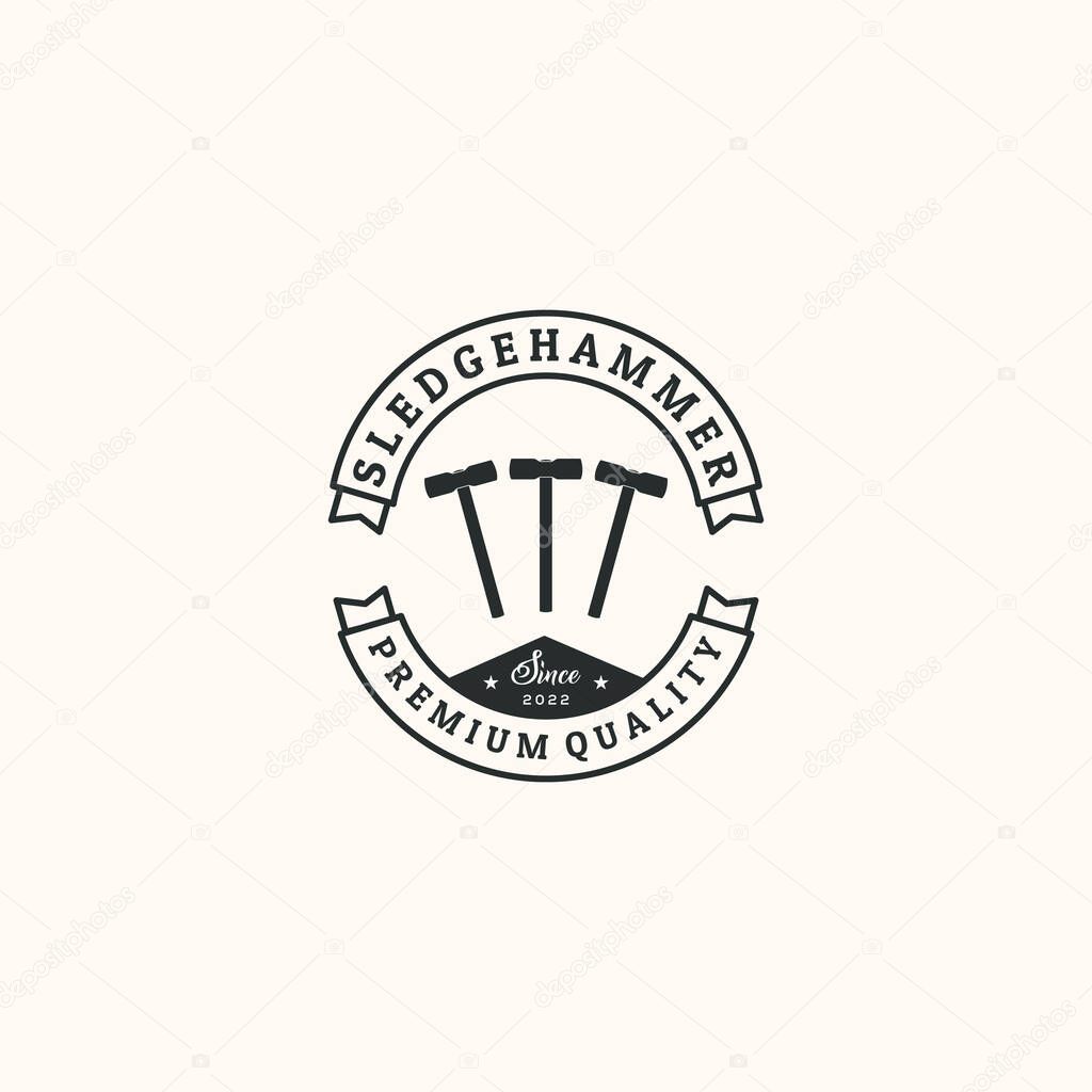 Sledgehammers vintage logo vector minimalist illustration design, sledgehammers symbol design
