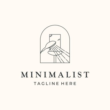 duş jakuzisi tuvalet hattı sanat logosu vektör minimalist illüstrasyon tasarımı, minimalist tuvalet sembolü tasarımı