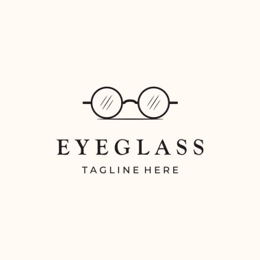 Gözlük çizgisi sanat logosu vektör minimalist çizim tasarımı, modern lens sembollü gözlük tasarımı
