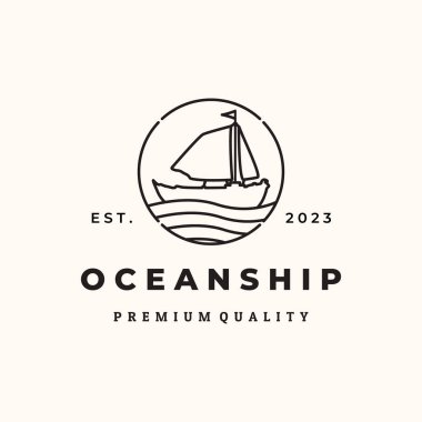 Yelkenli gemi serisi sanat logosu minimalist illüstrasyon tasarımı yelkenli gemi logosu macerası