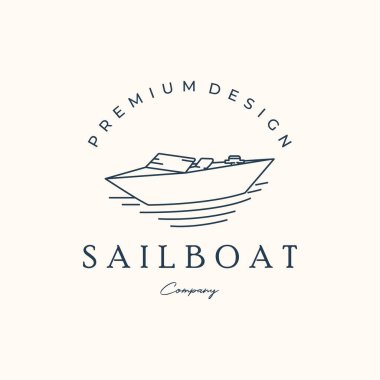 jet boat çizgisi sanat logosu vektör minimalist illüstrasyon tasarımı, jet ski sembolü tasarımı