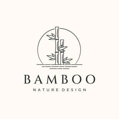 Bambu ebediyeti çizgisi sanat logosu vektör minimalist illüstrasyon tasarımı, bambu doğa sembolü tasarımı