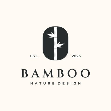 Asyalı vintage logo vektörü minimalist çizim dizaynı bambu ağacı, bambu ağaç logosu