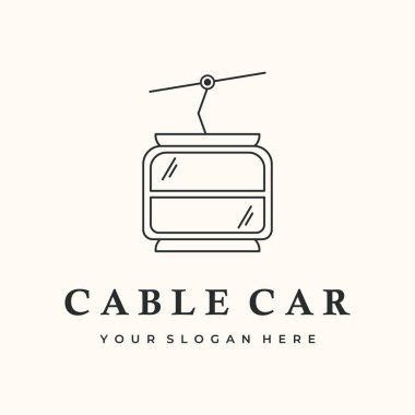 Kablo araba kaldırma hattı sanat logosu logo vektörü minimalist illüstrasyon tasarımı, gondol hava kaldırma logosu tasarımı