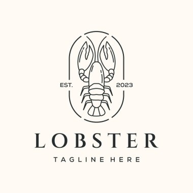 Istakoz hattı sanat logosu logo vektörü minimalist illüstrasyon tasarımı, ıstakoz vahşi yaşam deniz logosu tasarımı