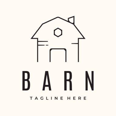 Ahır evi çizgisi sanat logosu vektör minimalist çizim tasarımı, çiftlik evi tarım logosu tasarımı