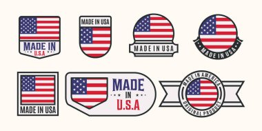 Amerika logo hattı sanat vektörü illüstrasyon konsepti ikon tasarımı, rozetli ve sembolik konsept vektör illüstrasyon logosuna sahip Amerika bayrak ülkesinin koleksiyonu.