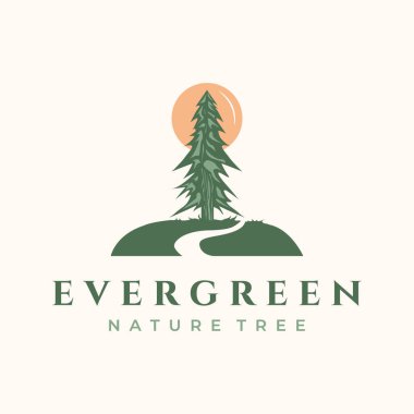 doğa çam ağacı vintage logo vektörü minimalist çizim tasarımı, tropikal çam ağacı sembolü tasarımı