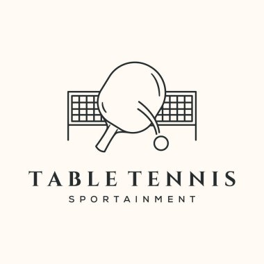 masa tenisi hattı sanat logosu vektör minimalist illüstrasyon tasarımı, ping-pong spor sembolü tasarımı