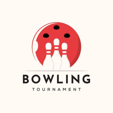 Bowling, klasik logo vektörü minimalist çizim, turnuva logosu tasarımı.