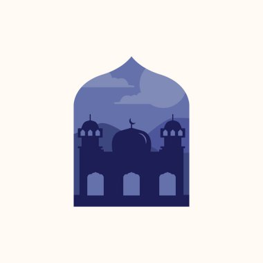 Din camii vintage logo vektörü minimalist illüstrasyon tasarımı, ramazan dini an logosu tasarımı