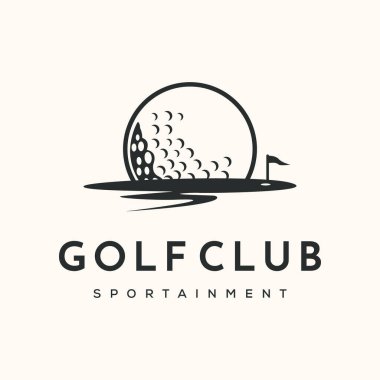 Golf sahası sanat logosu vektör minimalist çizim tasarımı, golf oyun logosu tasarımı