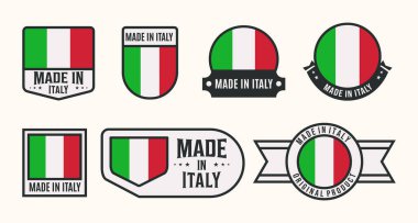 İtalya logo çizgisi sanat vektörü illüstrasyon konsepti ikon tasarımı, rozetli İtalya bayrağı ülkesinin koleksiyonu ve sembol konsept vektör çizim logosu tasarımı