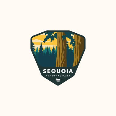 sequoia nature vintage logo vektör minimalist illüstrasyon tasarımı, sequoia national park logo tasarımı