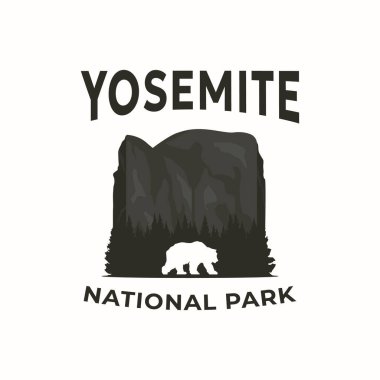 Yosemite orman parkı vintage logo vektörü minimalist çizim tasarımı, Yosemite macera sembolü tasarımı