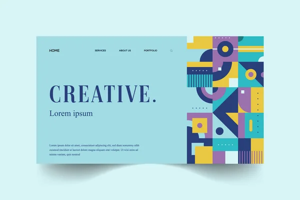 Colorful Flat Abstract Geometric Landing Page Web Design