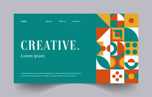 Colorful Flat Abstract Geometric Landing Page Web Design