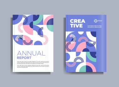 Flyer brochure design template business cover geometric theme circles blue and green color