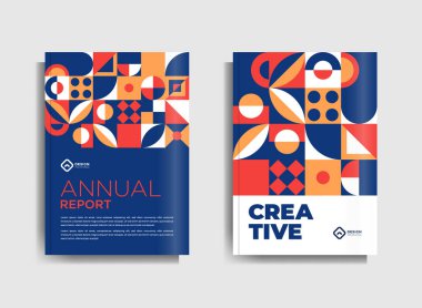 Broşür tasarımı iş şablonu geometrik tema dairelerini turuncu ve sarı renklerle kaplıyor