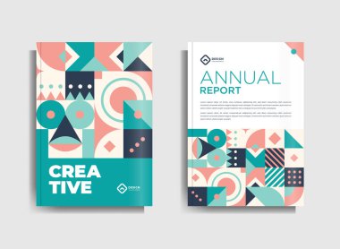Flyer brochure design template business cover geometric theme circles aqua and pink color
