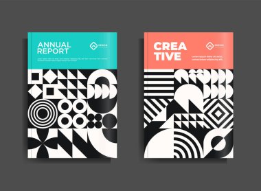 Retro geometrik model arkaplan, vektör soyut çember, üçgen ve kare çizgiler sanat - EPS 10