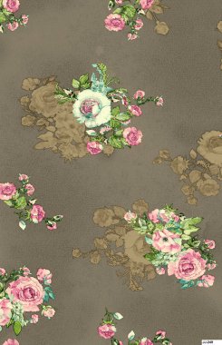 Antika yüzey çiçekli, dikişsiz desen dizaynı, çok renkli suluboya arka plan desenli çiçekler..