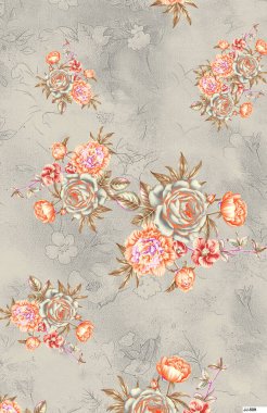 Antika yüzey çiçekli, dikişsiz desen dizaynı, çok renkli suluboya arka plan desenli çiçekler.