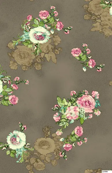 Antika yüzey çiçekli, dikişsiz desen dizaynı, çok renkli suluboya arka plan desenli çiçekler.