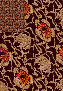 Antika yüzey çiçekli, dikişsiz desen dizaynı, çok renkli suluboya arka plan desenli çiçekler..