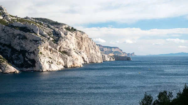 Sun shone cliff with a sea in France during winter.