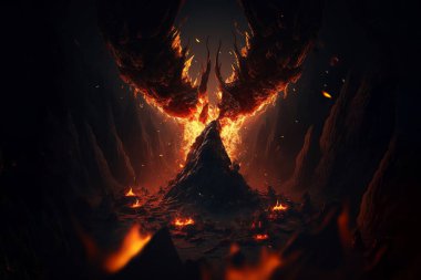 Hell, fire flames on the background of hell