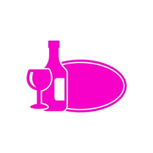 一瓶葡萄酒和葡萄酒的图标 矢量说明 — 图库矢量图片