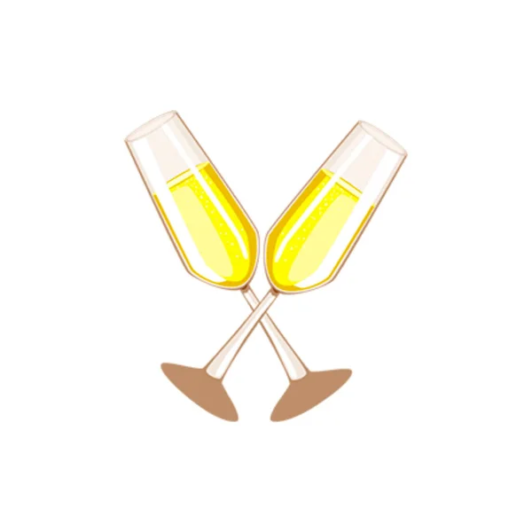 Vector Illustration Two Glass Champagne — Stock Vector