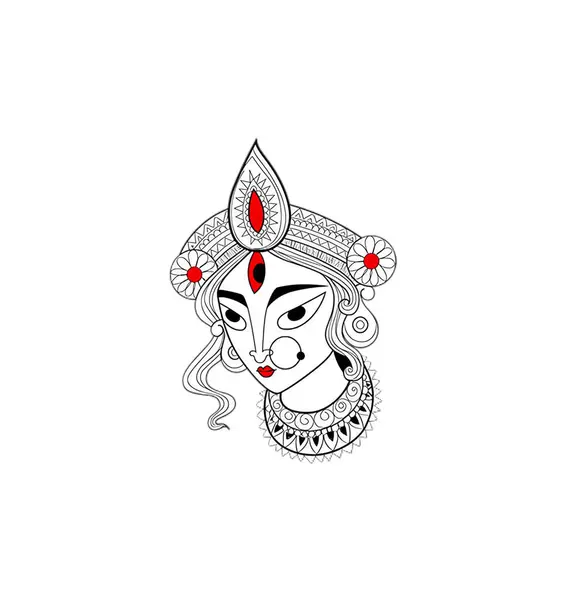 Bela Deusa Durga Festival Indiano Ilustração Vetorial —  Vetores de Stock
