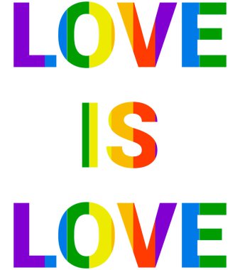 Aşk, kalp sembolü ve gökkuşağı rengi olan renkli bir vektördür..