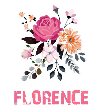 Güzel çiçekler ve yapraklar vektör çizimi