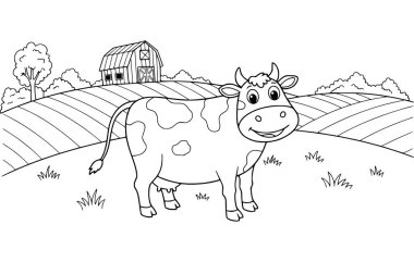 inek çiftlik hayvan çizgi film