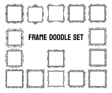 Vintage Frames doodle Illustration Set Hand doodle Sketch çizgi vektörü