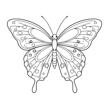 Kelebek vektör çizimi. Boyama sayfası. siyah ve beyaz.