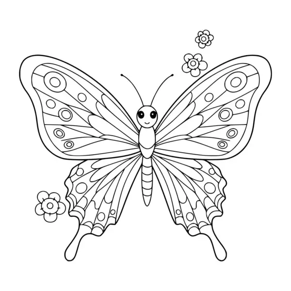 Kelebek vektör çizimi. Boyama sayfası. siyah ve beyaz.