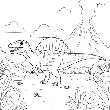 Sayfaları boyayan çocuklar için küçük şirin ejderha çizimi