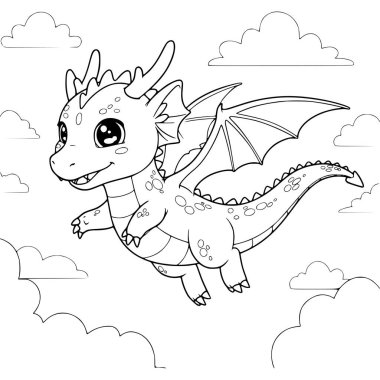 Şirin Ejderha çizimi. çocuklar için boyama sayfaları