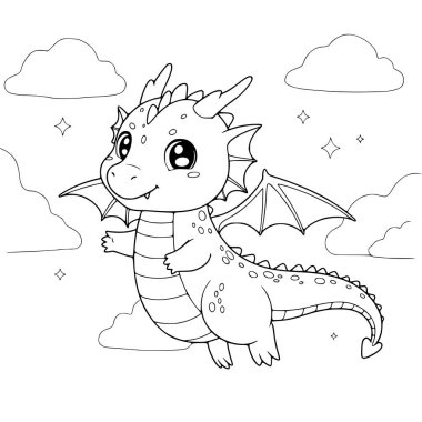 Şirin Ejderha çizimi. çocuklar için boyama sayfaları