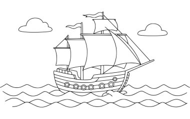 Anıttaki bir trenin el çizimi vektör çizimi. çocuklar için boyama sayfaları