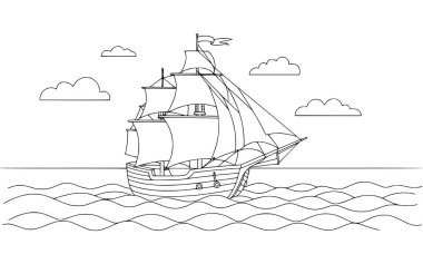 Anıttaki bir trenin el çizimi vektör çizimi. çocuklar için boyama sayfaları