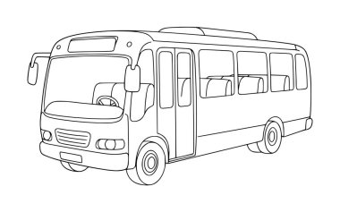 Otobüs vagonunun çizimi. çocuklar için boyama sayfaları