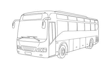 Otobüs vagonunun çizimi. çocuklar için boyama sayfaları