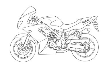 Renklendirme sayfaları için motosiklet çizimi
