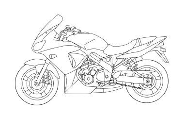 Renklendirme sayfaları için motosiklet çizimi