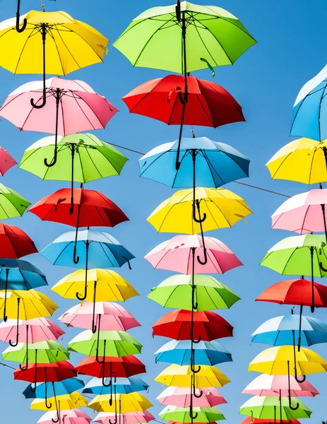 stock image Colorful Umbrellas Over the Street